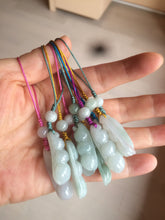 Load image into Gallery viewer, Type A 100% Natural white/green/purple Four Seasons Fortune Beans jadeite jade hanger group BF39