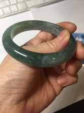 Load image into Gallery viewer, 56.4mm certified type A 100% Natural oily dark green gray black with flying snow Jadeite jade bangle PC202-7675