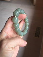 Load image into Gallery viewer, 14x13mm 100% Natural light green/gray vintage style nephrite Jade bead bracelet HE108