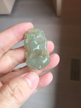 Load image into Gallery viewer, Type A 100% Natural Icy Watery Light Green gray (淡油冰)Jadeite Jade Greatest of All Time Goat Pendant PC231