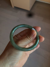 Load image into Gallery viewer, 50.5mm certificated Type A 100% Natural dark green/gray round cut oval Jadeite Jade bangle BK47-2879