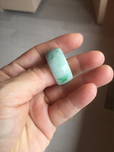 Load image into Gallery viewer, Size 10 3/4 100% natural type A sunny green light green white broad jadeite jade band ring thumb ring PC246-1