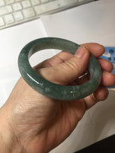 Load image into Gallery viewer, 56.4mm certified type A 100% Natural oily dark green gray black with flying snow Jadeite jade bangle PC202-7675