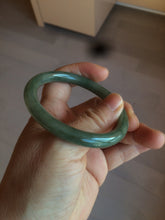 Load image into Gallery viewer, 50.5mm certificated Type A 100% Natural dark green/gray round cut oval Jadeite Jade bangle BK47-2879