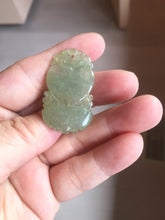 Load image into Gallery viewer, Type A 100% Natural Icy Watery Light Green gray (淡油冰)Jadeite Jade Greatest of All Time Goat Pendant PC231