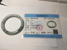 Load image into Gallery viewer, 55mm certified 100% natural Type A light green with green floating flowers round cut jadeite jade bangle BS106-2540
