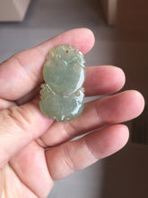 Load image into Gallery viewer, Type A 100% Natural Icy Watery Light Green gray (淡油冰)Jadeite Jade Greatest of All Time Goat Pendant PC231