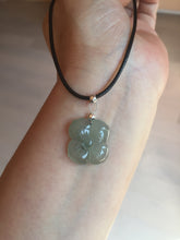Load image into Gallery viewer, Type A 100% Natural icy watery light green/gray jadeite Jade flower Pendant BQ41
