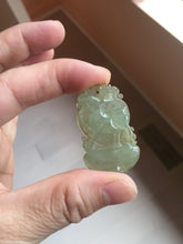 Load image into Gallery viewer, Type A 100% Natural Icy Watery Light Green gray (淡油冰)Jadeite Jade Greatest of All Time Goat Pendant PC231