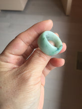 Load image into Gallery viewer, Size 10 3/4 100% natural type A sunny green light green white broad jadeite jade band ring thumb ring PC246-2