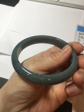 Load image into Gallery viewer, 56.4mm certified type A 100% Natural oily dark green gray black with flying snow Jadeite jade bangle PC202-7675
