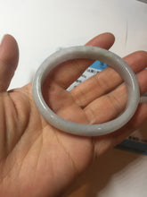 Load image into Gallery viewer, 53.5mm Certified Type A 100% Natural light green white oval Jadeite bangle AU2-3837
