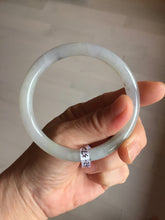 Load image into Gallery viewer, 58mm certified Type A 100% Natural white light green purple gray slim round cut Jadeite Jade bangle PB252-3720