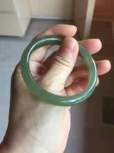 Load image into Gallery viewer, 53mm Certified 100% Natural light green yellow gray Deep Lake Water Green Nephrite Bangle HN178-6937
