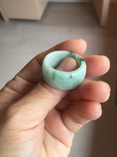 Load image into Gallery viewer, Size 10 3/4 100% natural type A sunny green light green white broad jadeite jade band ring thumb ring PC246-2
