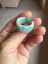 Load image into Gallery viewer, Size 10 3/4 100% natural type A sunny green light green white broad jadeite jade band ring thumb ring PC246-2
