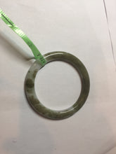 Load image into Gallery viewer, 53.6mm 100% natural Type A brown green white flat round cut jadeite jade bangle F58-7010