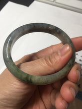 Load image into Gallery viewer, 49mm certified Type A 100% Natural icy watery yellow black(WuJi) oval Jadeite Jade bangle BM113-2674