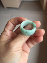 Load image into Gallery viewer, Size 10 3/4 100% natural type A sunny green light green white broad jadeite jade band ring thumb ring PC246-2