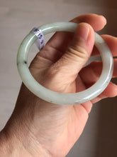 Load image into Gallery viewer, 56mm certified Type A 100% Natural white light green gray slim round cut Jadeite Jade bangle PB253-3715