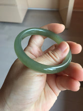 Load image into Gallery viewer, 53mm Certified 100% Natural light green yellow gray Deep Lake Water Green Nephrite Bangle HN178-6937