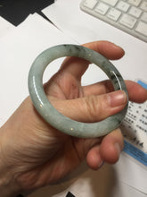 Load image into Gallery viewer, 55mm certified 100% natural Type A light green with green floating flowers round cut jadeite jade bangle BS106-2540