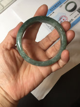 Load image into Gallery viewer, 56.4mm certified type A 100% Natural oily dark green gray black with flying snow Jadeite jade bangle PC203-7671