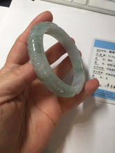 Load image into Gallery viewer, 55.5mm Certified Type A 100% Natural light green with carved Ancient Coin, Auspicious Cloud, and Lingzhi Jadeite Jade bangle PA75-6260