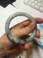 Load image into Gallery viewer, 55mm certified 100% natural Type A light green with green floating flowers round cut jadeite jade bangle BS106-2540