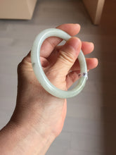 Load image into Gallery viewer, 56mm certified Type A 100% Natural white light green gray slim round cut Jadeite Jade bangle PB253-3715