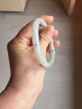 Load image into Gallery viewer, 56mm certified Type A 100% Natural white light green gray slim round cut Jadeite Jade bangle PB253-3715