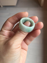 Load image into Gallery viewer, Size 10 3/4 100% natural type A sunny green light green white broad jadeite jade band ring thumb ring PC246-4