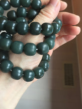 Load image into Gallery viewer, 100% Natural 14x12.3mm dark green/gray/brown/black vintage style nephrite Jade bead bracelet HE50