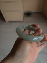 Load image into Gallery viewer, 53.5mm certified 100% natural Type A icy watery green/gray jadeite jade bangle AF86-0223