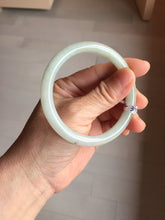 Load image into Gallery viewer, 56mm certified Type A 100% Natural white light green gray slim round cut Jadeite Jade bangle PB253-3715