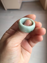 Load image into Gallery viewer, Size 10 3/4 100% natural type A sunny green light green white broad jadeite jade band ring thumb ring PC246-4