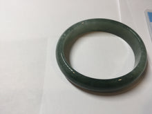 Load image into Gallery viewer, 50mm Certified Type A 100% Natural Oily Dark Green Gray Black with Flying Snow Oval Jadeite Jade Bangle PC204-7683