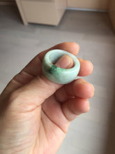 Load image into Gallery viewer, Size 10 3/4 100% natural type A sunny green light green white broad jadeite jade band ring thumb ring PC246-4