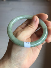 Load image into Gallery viewer, 55.8mm Certified type A 100% Natural light green gray round cut Jadeite bangle PD38-9582