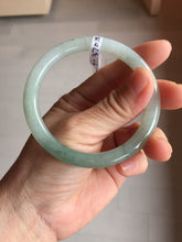 Load image into Gallery viewer, 54mm certified Type A 100% Natural white oily light green gray( 淡油青) slim round cut Jadeite Jade bangle PB254-3708