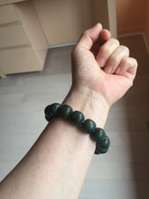 Load image into Gallery viewer, 100% Natural 14x12.3mm dark green/gray/brown/black vintage style nephrite Jade bead bracelet HE50