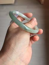 Load image into Gallery viewer, 54mm certified Type A 100% Natural white oily light green gray( 淡油青) slim round cut Jadeite Jade bangle PB254-3708