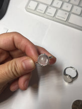 Load image into Gallery viewer, 100% Natural icy white clear ShuiMo Jade(水沫玉,foam of the water, quartzite) ring XY106