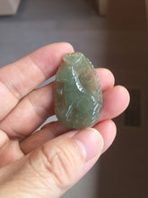 Load image into Gallery viewer, Type A 100% Natural Light Green gray (淡油冰)Jadeite Jade Loyalty Protection Fortune Dog Pendant PC236