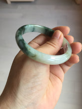Load image into Gallery viewer, 53.6mm certified natural 100% natural Type A light green/white with green floating flowers jadeite jade bangle BP1-5003