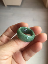 Load image into Gallery viewer, Size 12 1/2 100% natural type A oily dark green broad jadeite jade band ring thumb ring PC2466
