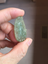 Load image into Gallery viewer, Type A 100% Natural Light Green gray (淡油冰)Jadeite Jade Loyalty Protection Fortune Dog Pendant PC236