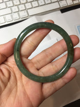 Load image into Gallery viewer, 57.4mm Certified 100% natural Type A oily dark green/ gray/brown (老油青) slim round cut jadeite jade bangle PB319-0599