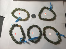 Load image into Gallery viewer, 100% Natural 12x9mm green/yellow olives shape nephrite Jade bead bracelet group HE92