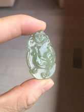 Load image into Gallery viewer, Type A 100% Natural Light Green gray (淡油冰) Good Luck & Bright Beginning Rooster Jadeite Jade Pendant PC237
